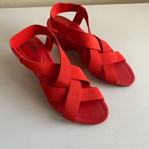 Jaclyn smith red strap sandal wedges